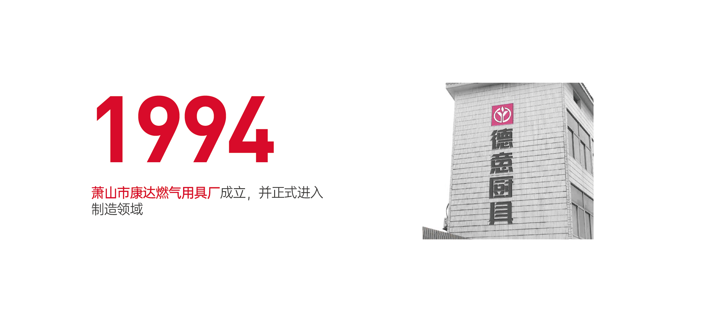 蕭山(shān)市(shi)康達燃氣(qi)用(yong)具(ju)廠(chǎng)成(cheng)立，并正式(shi)進(jin)入製(zhi)造(zao)領(ling)域(yu)